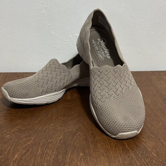 Skechers Shoes - Skechers Ladies Relaxed Fit Air Cooled Memory Foam Knit Natural Beige 8